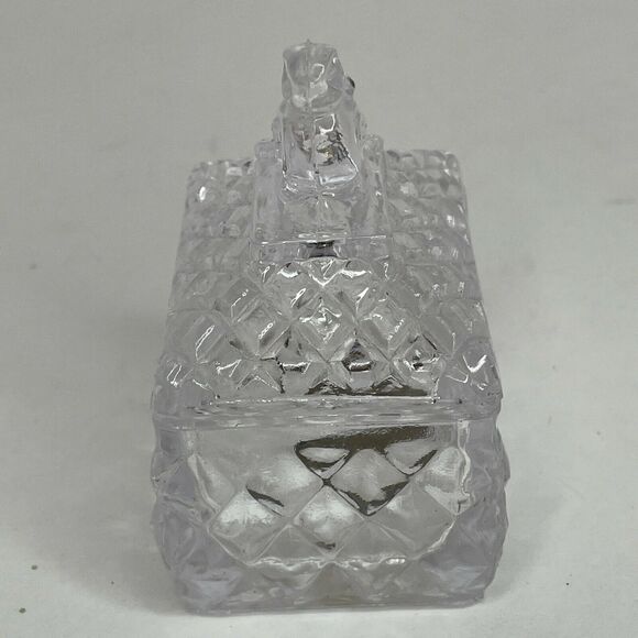 Vintage Stylesetters 24% Lead Crystal Bird Topped Miniature Trinket Box 3 1/2” - Picture 3 of 8